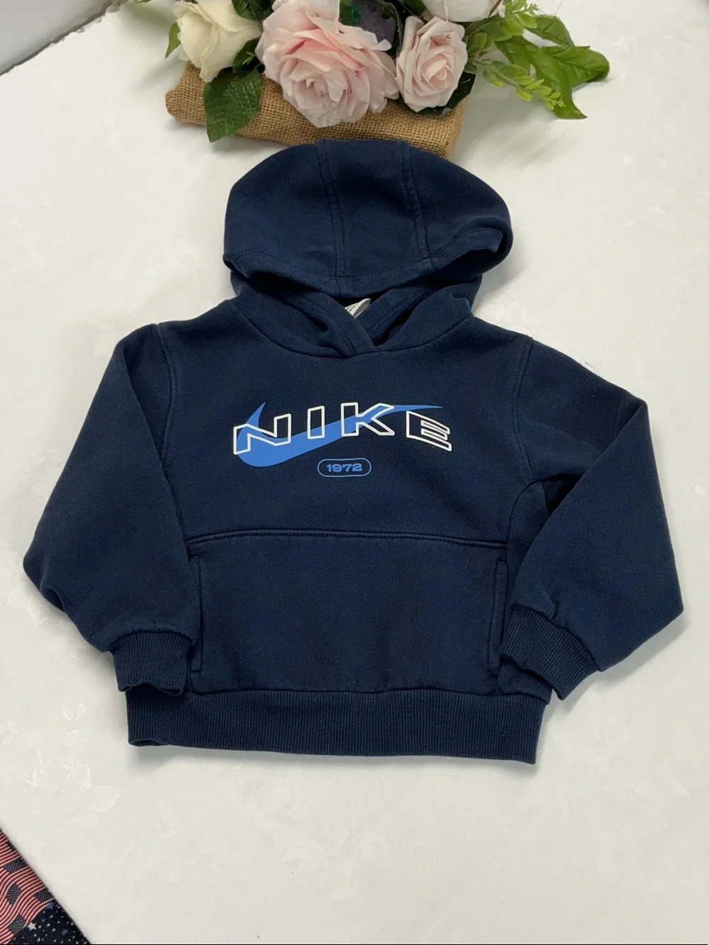 Nike Kids Navy Hooded Sweatshirt - Blue Logo